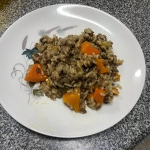 Beef, butternut and mushroom risotto