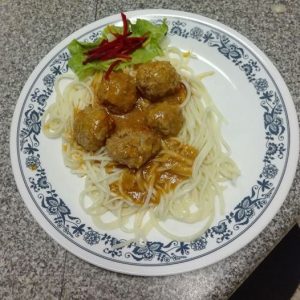 Homemade spaghetti and meatballs